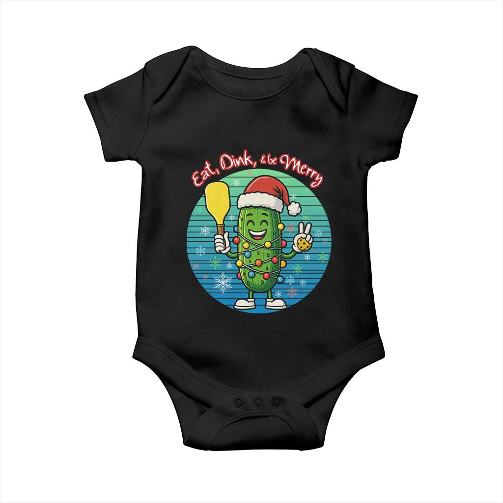 Funny Pickleball Christmas Baby Onesie Eat Dink And Be Merry Gift For Players TS12 Black Print Your Wear