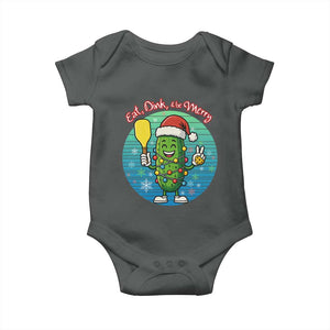 Funny Pickleball Christmas Baby Onesie Eat Dink And Be Merry Gift For Players TS12 Dark Heather Print Your Wear