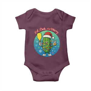Funny Pickleball Christmas Baby Onesie Eat Dink And Be Merry Gift For Players TS12 Maroon Print Your Wear
