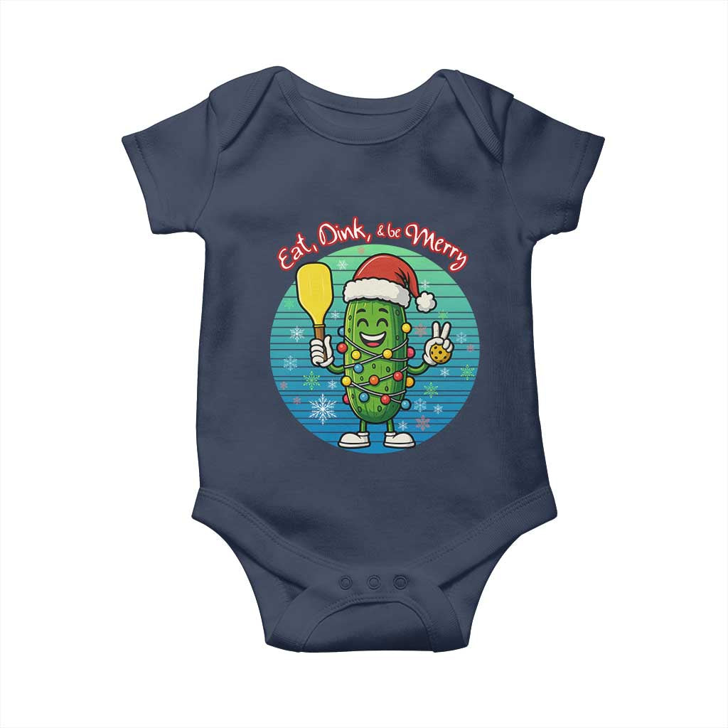 Funny Pickleball Christmas Baby Onesie Eat Dink And Be Merry Gift For Players TS12 Navy Print Your Wear