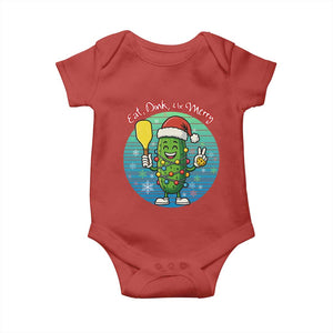 Funny Pickleball Christmas Baby Onesie Eat Dink And Be Merry Gift For Players TS12 Red Print Your Wear
