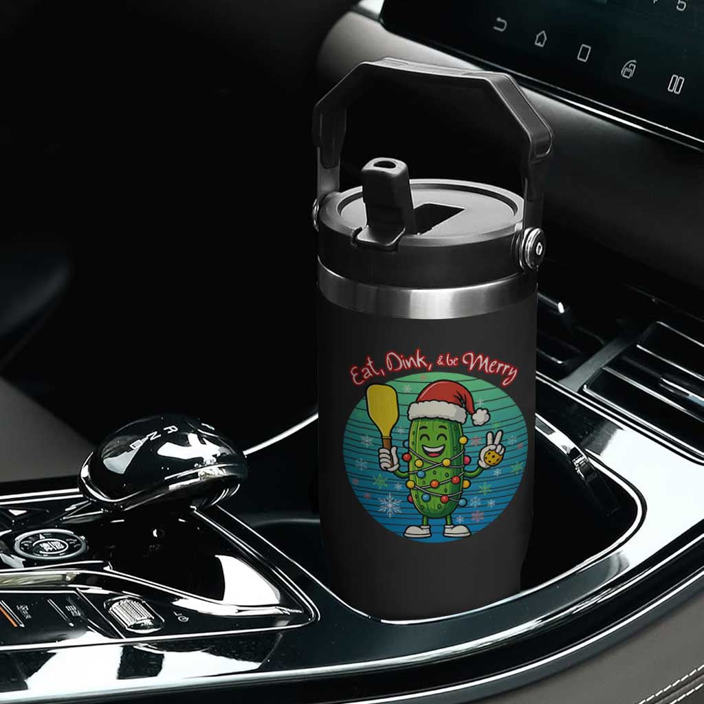 Funny Pickleball Christmas Flip Straw Tumbler Eat Dink And Be Merry Gift For Players TS12 Print Your Wear