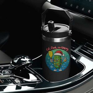 Funny Pickleball Christmas Flip Straw Tumbler Eat Dink And Be Merry Gift For Players TS12 Print Your Wear