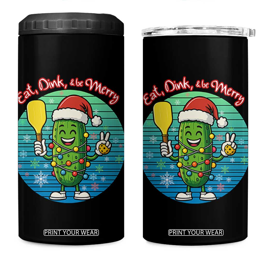 Funny Pickleball Christmas 4 in 1 Can Cooler Tumbler Eat Dink And Be Merry Gift For Players TS12 One Size: 16 oz Black Print Your Wear