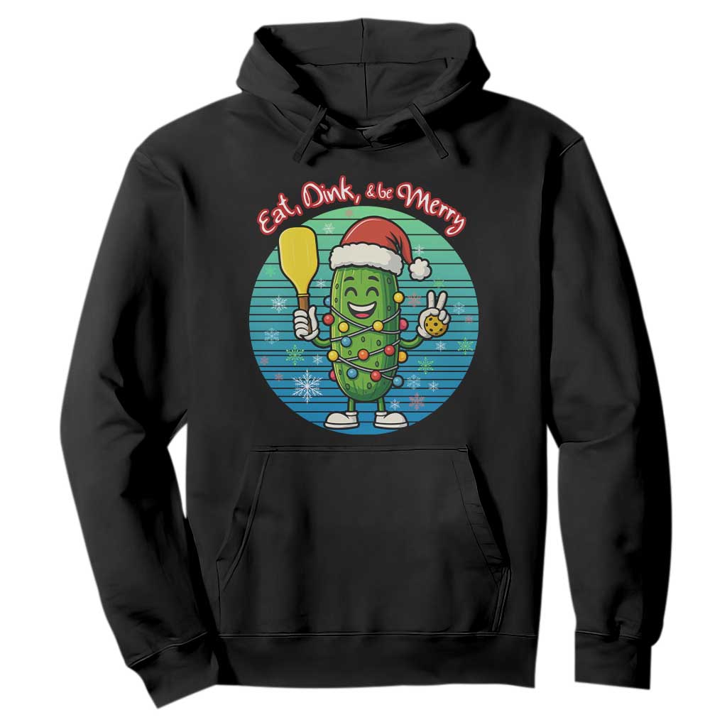 Funny Pickleball Christmas Hoodie Eat Dink And Be Merry Gift For Players TS12 Black Print Your Wear