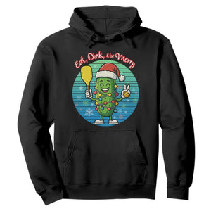 Funny Pickleball Christmas Hoodie Eat Dink And Be Merry Gift For Players TS12 Black Print Your Wear