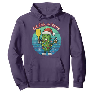 Funny Pickleball Christmas Hoodie Eat Dink And Be Merry Gift For Players TS12 Purple Print Your Wear