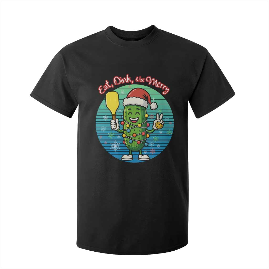Funny Pickleball Christmas T Shirt For Kid Eat Dink And Be Merry Gift For Players TS12 Black Print Your Wear