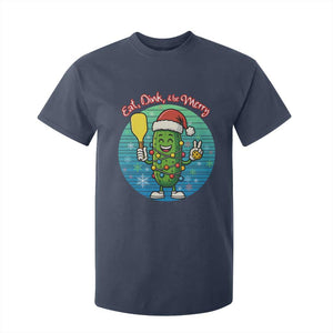 Funny Pickleball Christmas T Shirt For Kid Eat Dink And Be Merry Gift For Players TS12 Navy Print Your Wear
