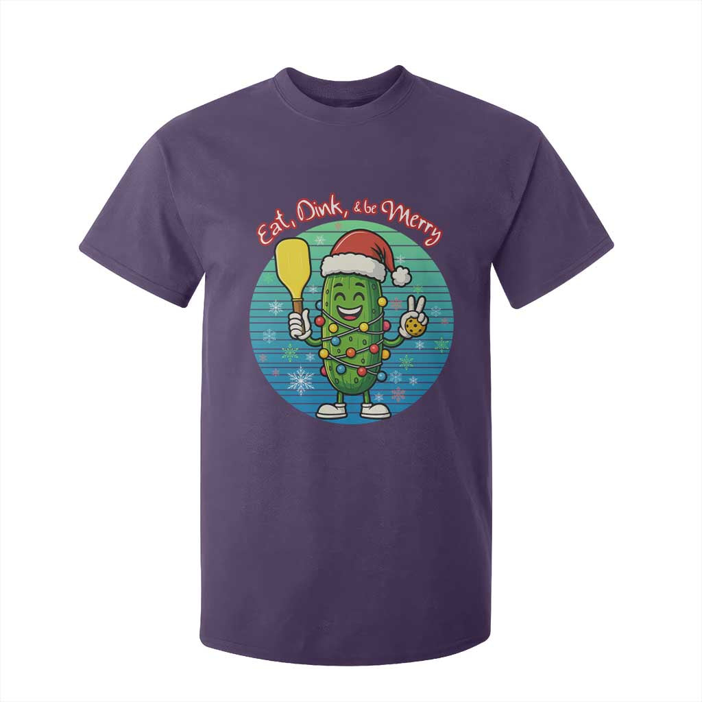 Funny Pickleball Christmas T Shirt For Kid Eat Dink And Be Merry Gift For Players TS12 Purple Print Your Wear