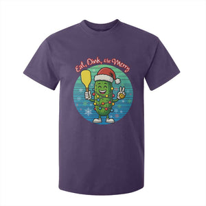 Funny Pickleball Christmas T Shirt For Kid Eat Dink And Be Merry Gift For Players TS12 Purple Print Your Wear