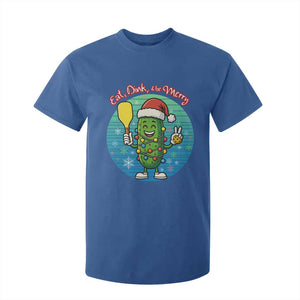 Funny Pickleball Christmas T Shirt For Kid Eat Dink And Be Merry Gift For Players TS12 Royal Blue Print Your Wear