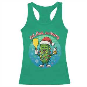 Funny Pickleball Christmas Racerback Tank Top Eat Dink And Be Merry Gift For Players TS12 Irish Green Print Your Wear