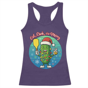 Funny Pickleball Christmas Racerback Tank Top Eat Dink And Be Merry Gift For Players TS12 Purple Print Your Wear