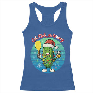 Funny Pickleball Christmas Racerback Tank Top Eat Dink And Be Merry Gift For Players TS12 Royal Blue Print Your Wear