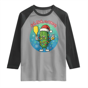 Funny Pickleball Christmas Raglan Shirt Eat Dink And Be Merry Gift For Players TS12 Sport Gray Black Print Your Wear