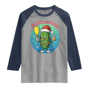 Funny Pickleball Christmas Raglan Shirt Eat Dink And Be Merry Gift For Players TS12 Sport Gray Navy Print Your Wear
