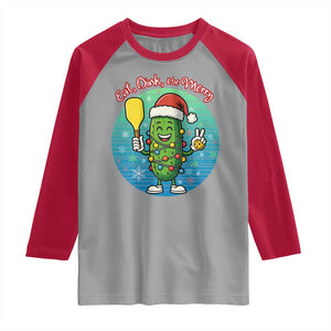 Funny Pickleball Christmas Raglan Shirt Eat Dink And Be Merry Gift For Players TS12 Sport Gray Red Print Your Wear