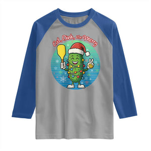 Funny Pickleball Christmas Raglan Shirt Eat Dink And Be Merry Gift For Players TS12 Sport Gray Royal Print Your Wear
