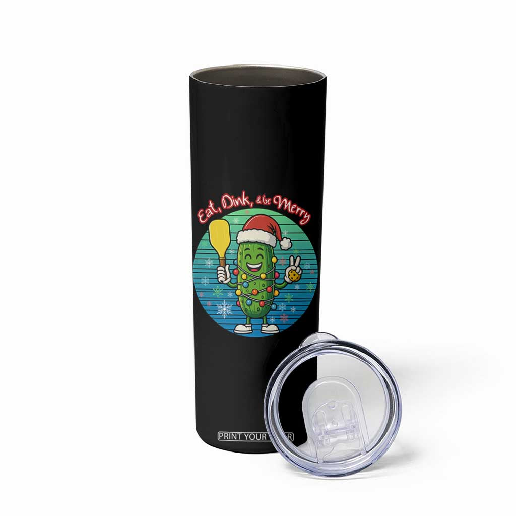 Funny Pickleball Christmas Skinny Tumbler Eat Dink And Be Merry Gift For Players TS12 Print Your Wear