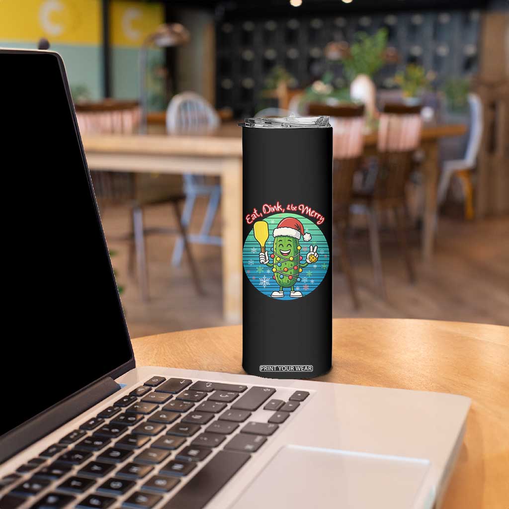 Funny Pickleball Christmas Skinny Tumbler Eat Dink And Be Merry Gift For Players TS12 Print Your Wear