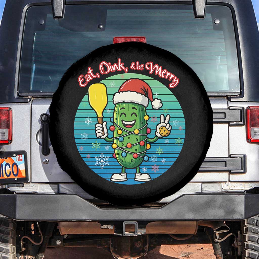 Funny Pickleball Christmas Spare Tire Cover Eat Dink And Be Merry Gift For Players TS12 No hole Black Print Your Wear