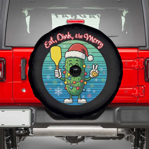 Funny Pickleball Christmas Spare Tire Cover Eat Dink And Be Merry Gift For Players TS12 Black Print Your Wear