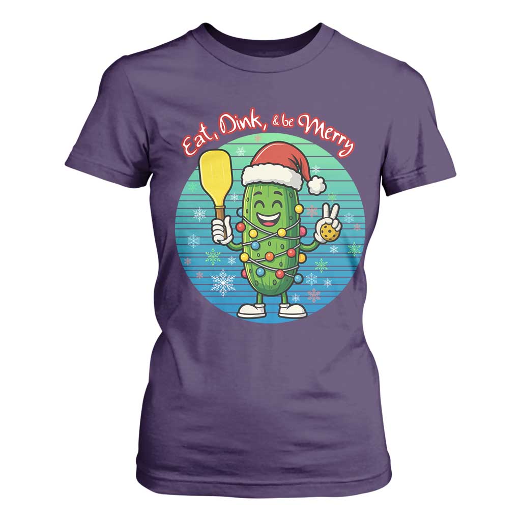Funny Pickleball Christmas T Shirt For Women Eat Dink And Be Merry Gift For Players TS12 Purple Print Your Wear