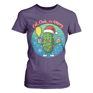 Funny Pickleball Christmas T Shirt For Women Eat Dink And Be Merry Gift For Players TS12 Purple Print Your Wear