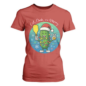 Funny Pickleball Christmas T Shirt For Women Eat Dink And Be Merry Gift For Players TS12 Red Print Your Wear
