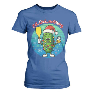 Funny Pickleball Christmas T Shirt For Women Eat Dink And Be Merry Gift For Players TS12 Royal Blue Print Your Wear