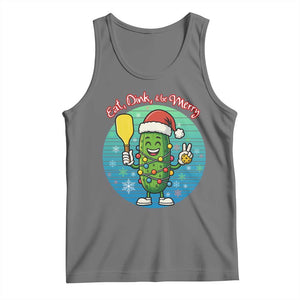 Funny Pickleball Christmas Tank Top Eat Dink And Be Merry Gift For Players TS12 Black Heather Print Your Wear