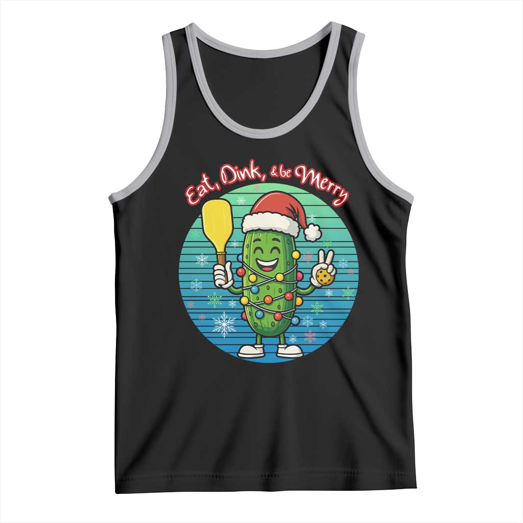 Funny Pickleball Christmas Tank Top Eat Dink And Be Merry Gift For Players TS12 Black Athletic Heather Print Your Wear