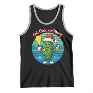 Funny Pickleball Christmas Tank Top Eat Dink And Be Merry Gift For Players TS12 Black Athletic Heather Print Your Wear