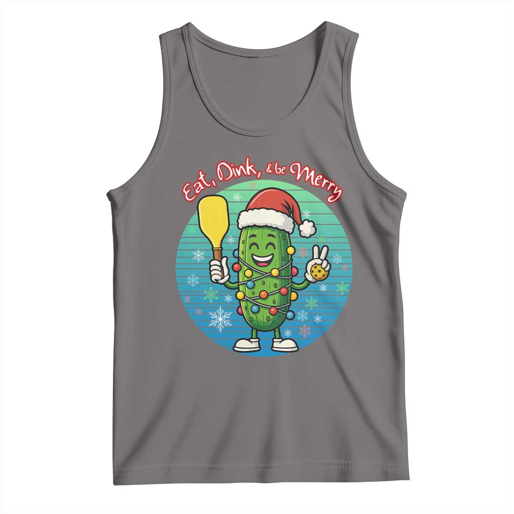 Funny Pickleball Christmas Tank Top Eat Dink And Be Merry Gift For Players TS12 Deep Heather Print Your Wear
