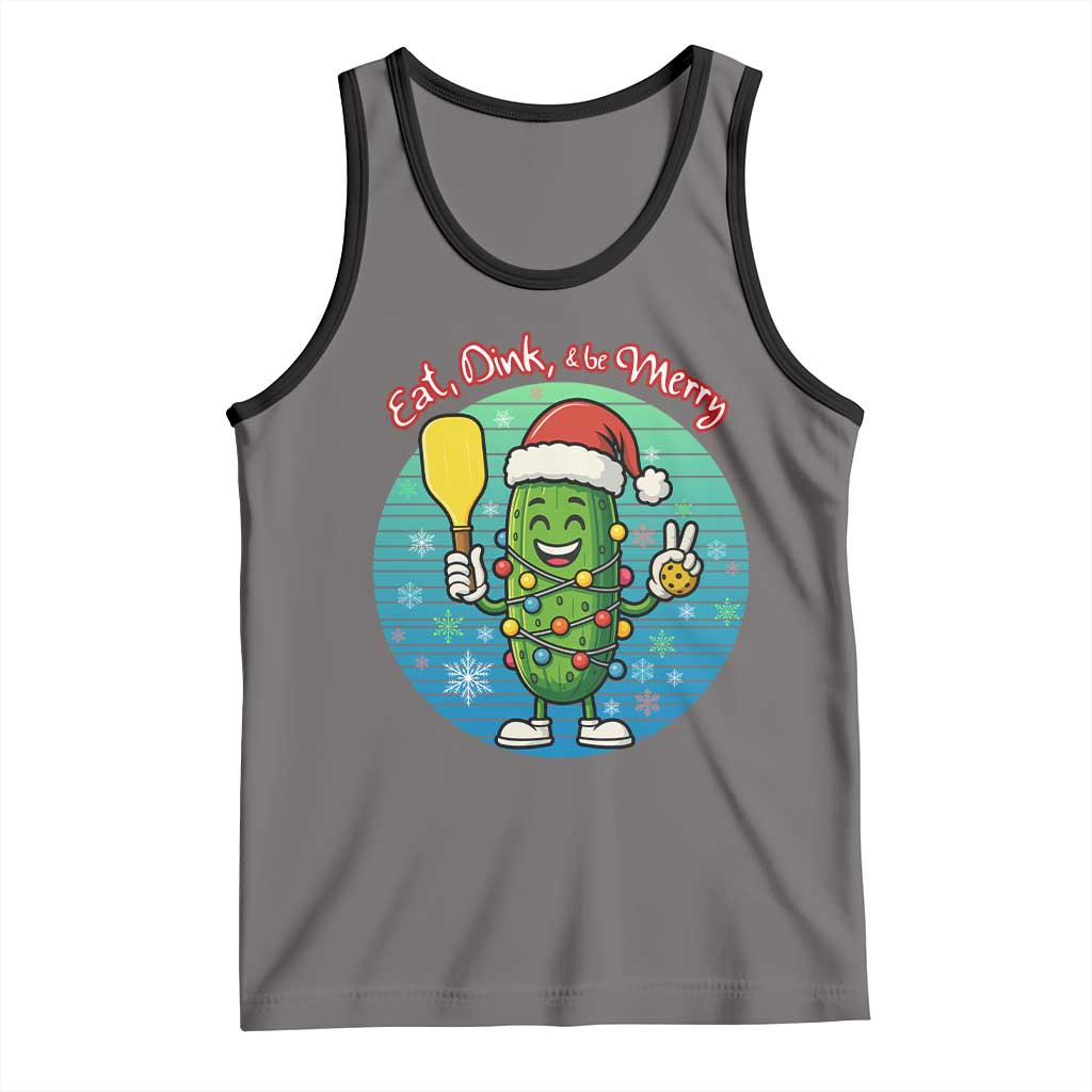 Funny Pickleball Christmas Tank Top Eat Dink And Be Merry Gift For Players TS12 Deep Heather Black Print Your Wear