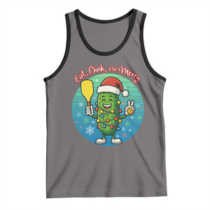 Funny Pickleball Christmas Tank Top Eat Dink And Be Merry Gift For Players TS12 Deep Heather Black Print Your Wear