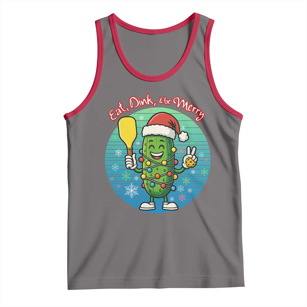 Funny Pickleball Christmas Tank Top Eat Dink And Be Merry Gift For Players TS12 Deep Heather Red Print Your Wear