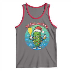 Funny Pickleball Christmas Tank Top Eat Dink And Be Merry Gift For Players TS12 Deep Heather Red Print Your Wear