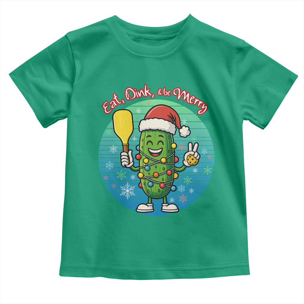 Funny Pickleball Christmas Toddler T Shirt Eat Dink And Be Merry Gift For Players TS12 Irish Green Print Your Wear