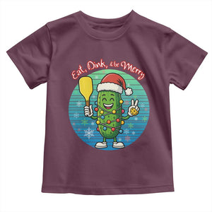 Funny Pickleball Christmas Toddler T Shirt Eat Dink And Be Merry Gift For Players TS12 Maroon Print Your Wear