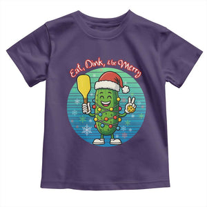 Funny Pickleball Christmas Toddler T Shirt Eat Dink And Be Merry Gift For Players TS12 Purple Print Your Wear