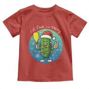 Funny Pickleball Christmas Toddler T Shirt Eat Dink And Be Merry Gift For Players TS12 Red Print Your Wear