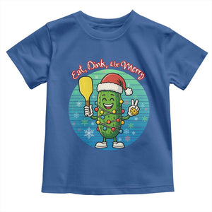 Funny Pickleball Christmas Toddler T Shirt Eat Dink And Be Merry Gift For Players TS12 Royal Blue Print Your Wear