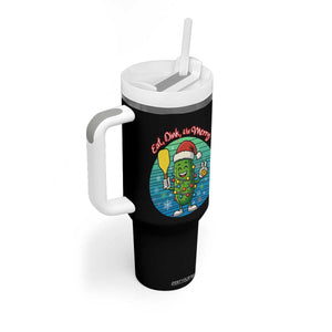 Funny Pickleball Christmas Tumbler With Handle Eat Dink And Be Merry Gift For Players TS12 Print Your Wear