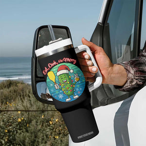Funny Pickleball Christmas Tumbler With Handle Eat Dink And Be Merry Gift For Players TS12 Print Your Wear