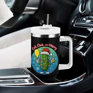 Funny Pickleball Christmas Tumbler With Handle Eat Dink And Be Merry Gift For Players TS12 Print Your Wear