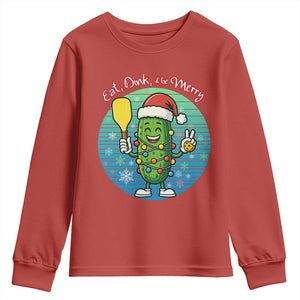 Funny Pickleball Christmas Youth Sweatshirt Eat Dink And Be Merry Gift For Players TS12 Red Print Your Wear