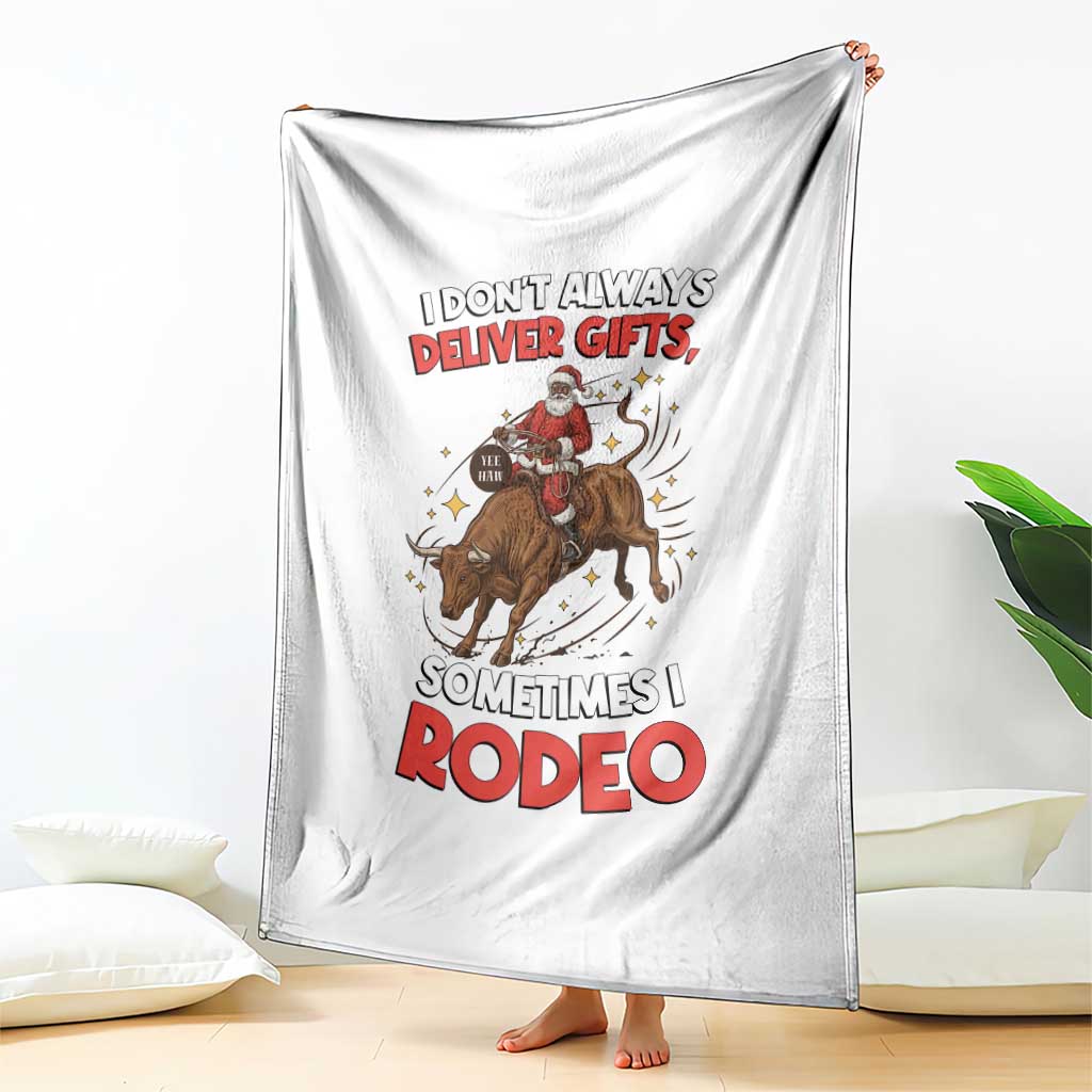 Funny Black Santa Bull Riding Christmas Throw Blanket I Do Not Deliver Gifts I Rodeo TS12 Print Your Wear