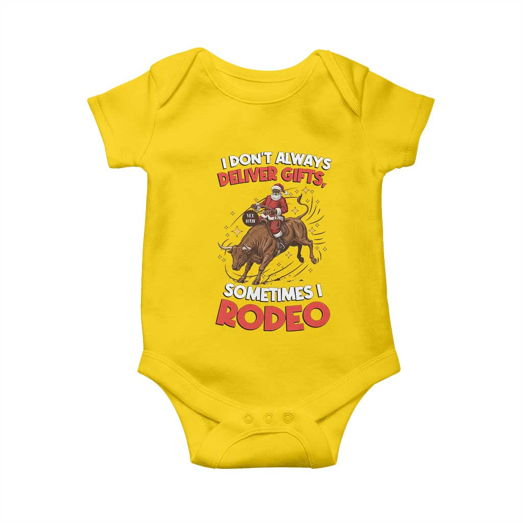 Funny Black Santa Bull Riding Christmas Baby Onesie I Do Not Deliver Gifts I Rodeo TS12 Daisy Print Your Wear